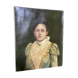Huile sur toile portrait de femme 19eme