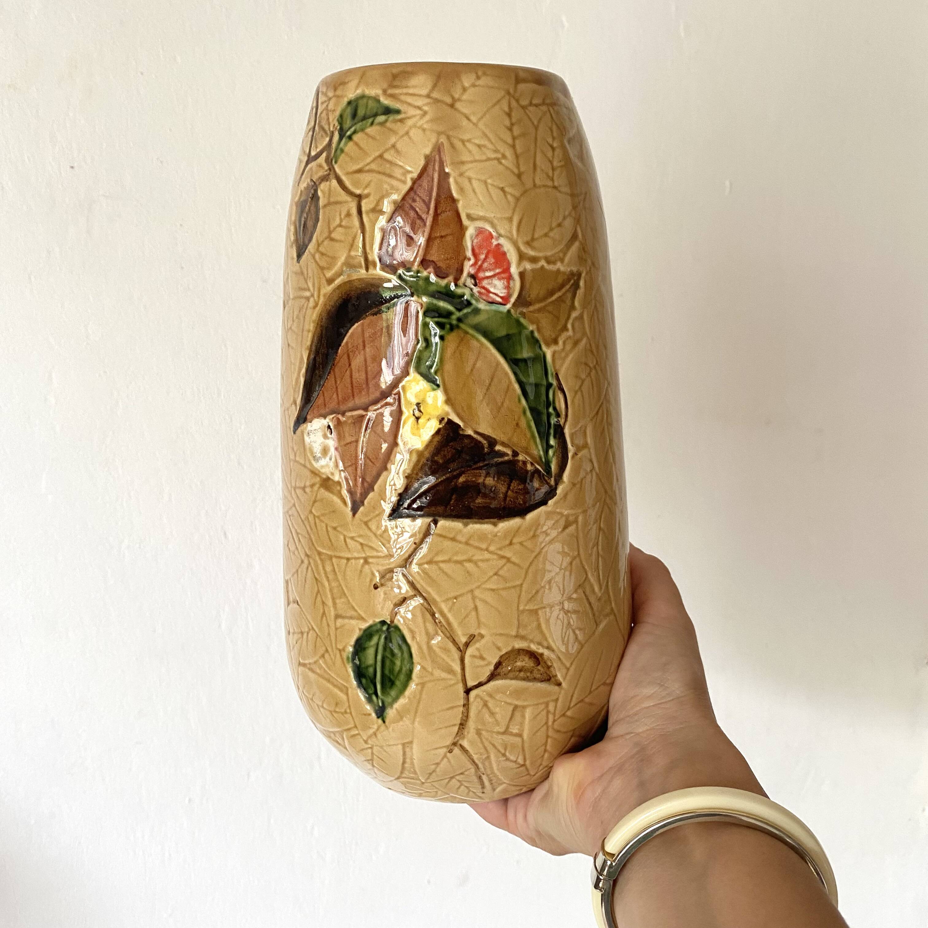 Ceramic vase with foliage design, 1970s