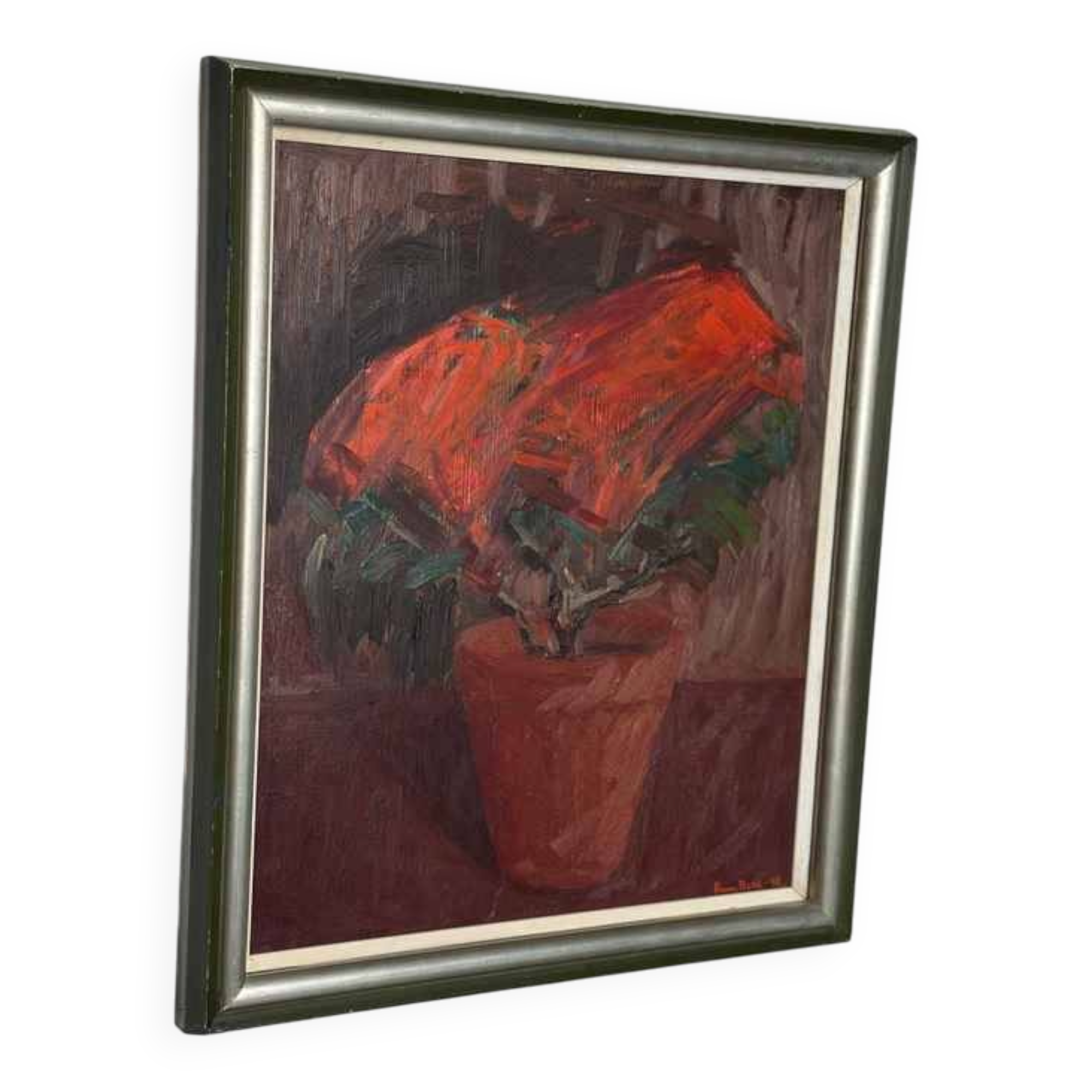 Original Mid Century Swedish Oil On Panel – “Flower Still Life” By Rune Bohl – Dated 1948 – Vintage & Framed