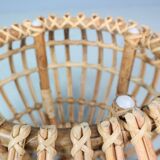 Pouf, jardinière, tabouret ou table d'appoint en rotin vintage des années 1960 par Dirk van Sliedrecht