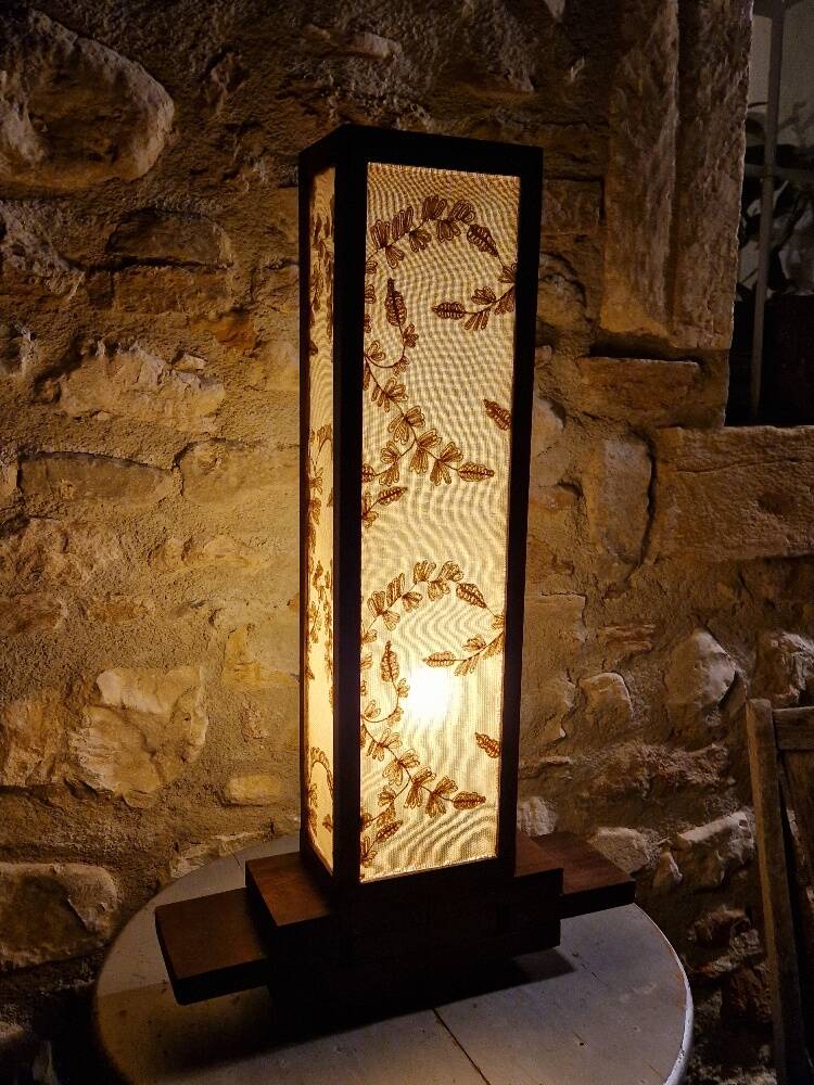 Wood and fabric table lamp