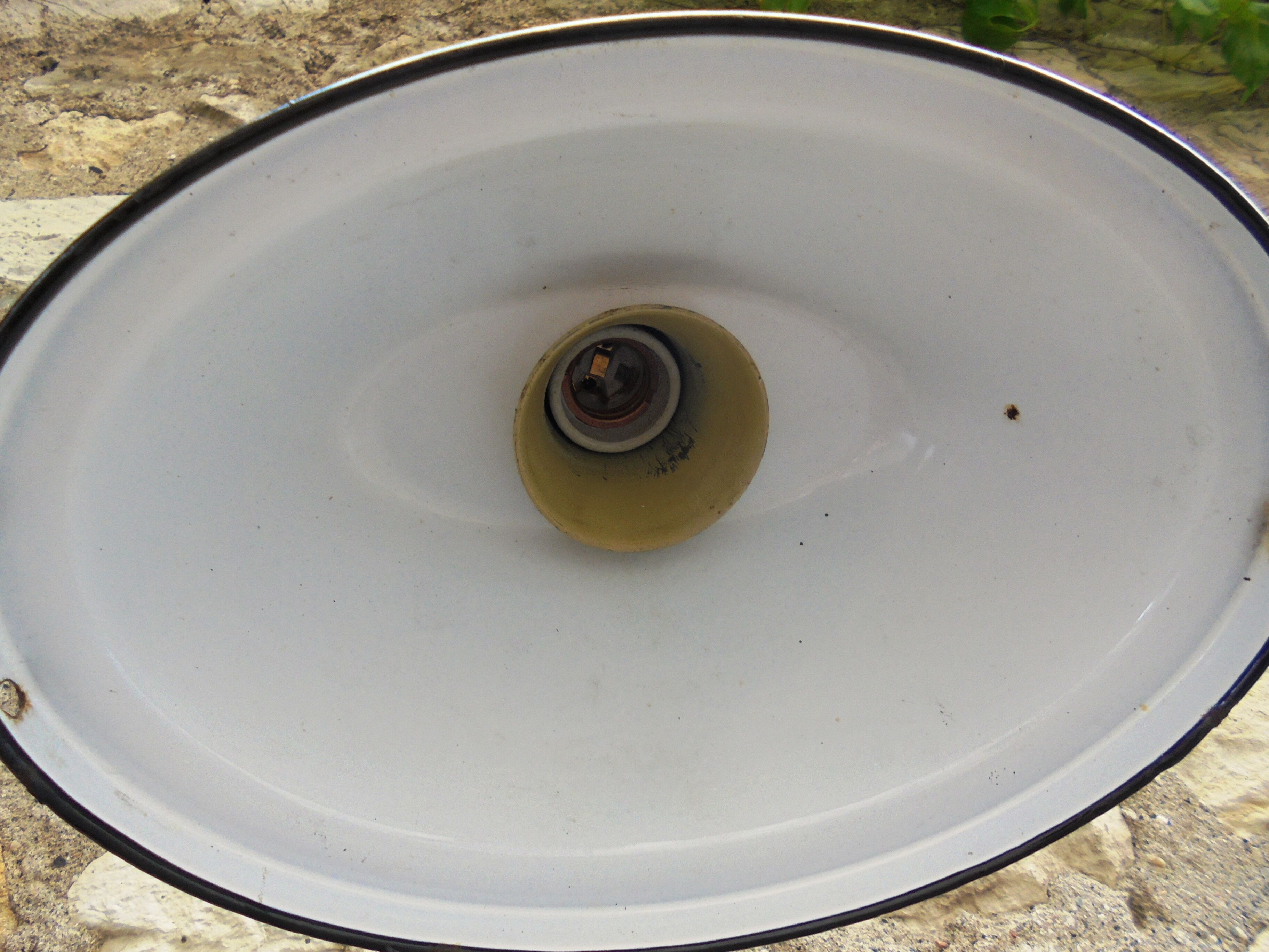 Antique cast iron and enamel wall lamp from the 1930s