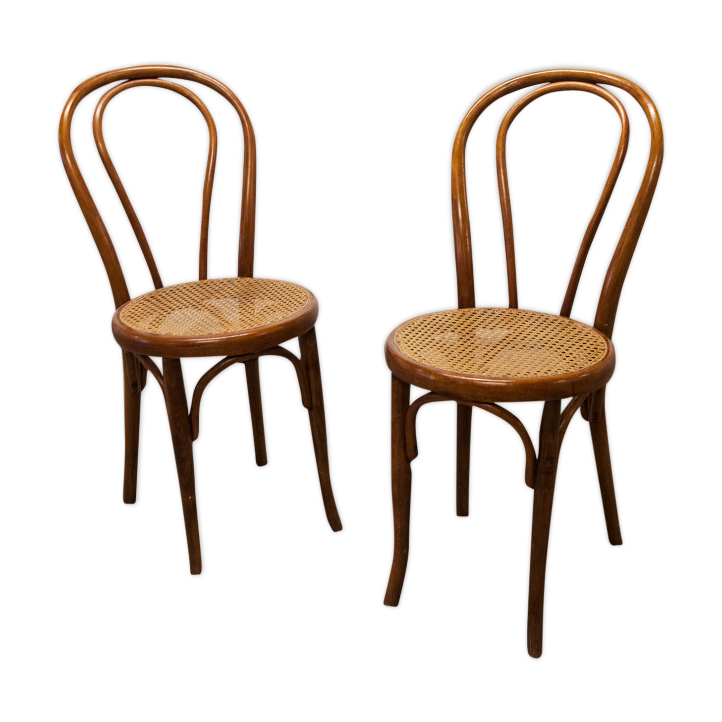 Pair of chairs bistrto Brief 1900 curved wood and canning