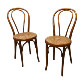 Pair of chairs bistrto Brief 1900 curved wood and canning