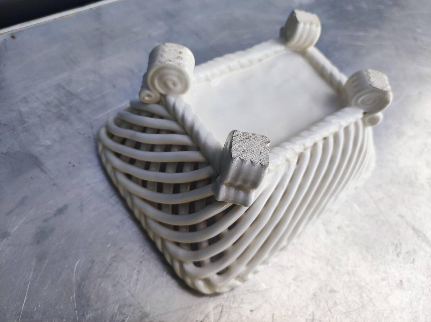 Vintage basket, woven ceramic fruit bowl