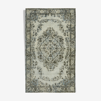 Tapis tissé à la main unique oriental années 1980 160 cm x 265 cm tapis bleu