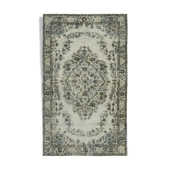 Tapis tissé à la main unique oriental années 1980 160 cm x 265 cm tapis bleu