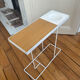 Robin Day side table / white lacquered metal + vintage wood