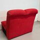 Vintage 2-seater sofa module without armrests in red fabric