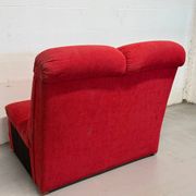 Vintage 2-seater sofa module without armrests in red fabric