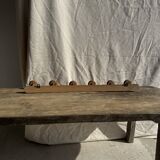 Large vintage wooden coat rack with 6 bamboo effect hooks L79