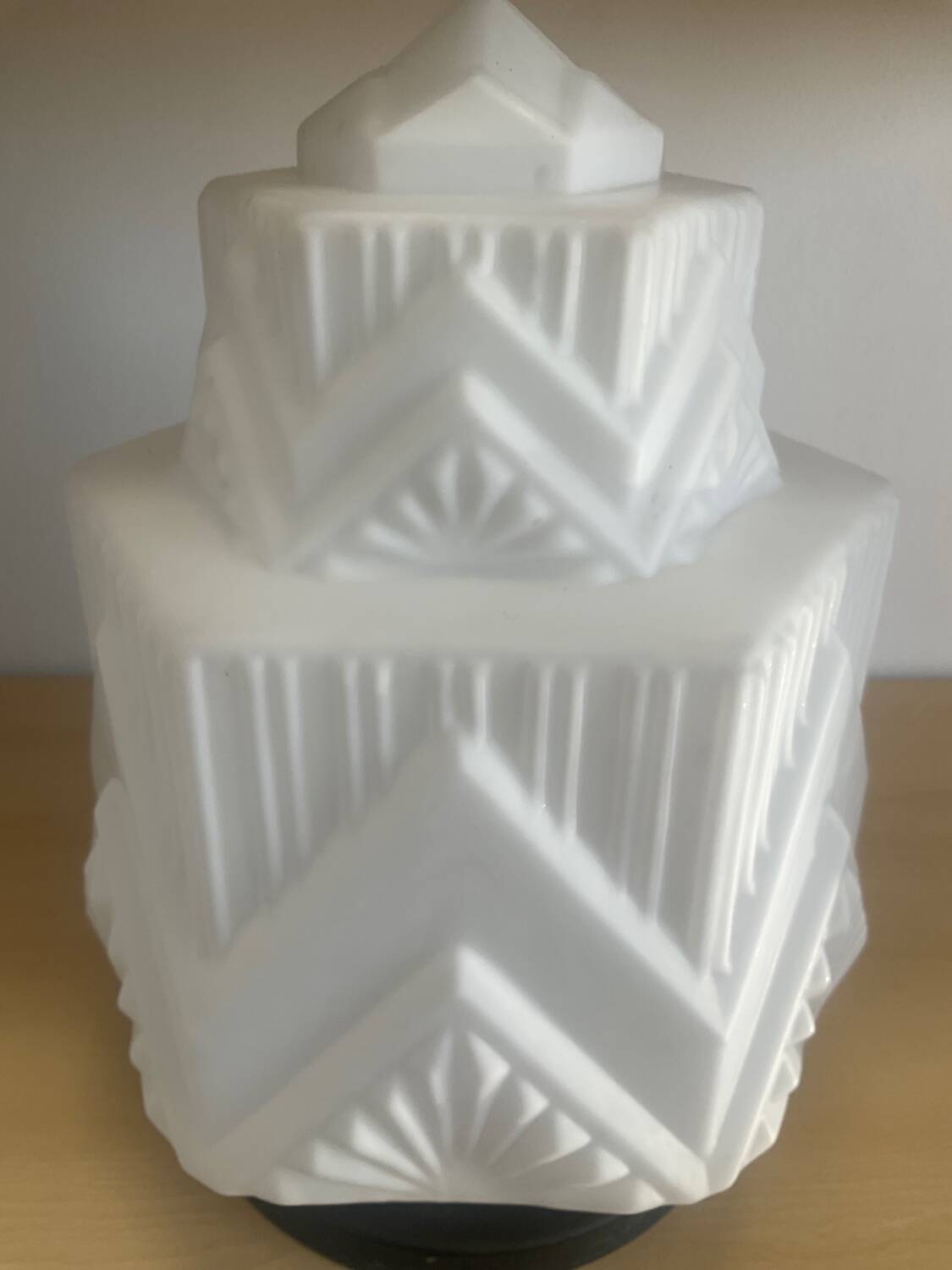 Art Deco Skycrapper ceiling light in opaline glass