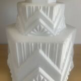 Art Deco Skycrapper ceiling light in opaline glass