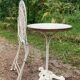 Foldable medallion garden chair from the 20th century in wrought iron with Heart motifs
