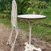 Foldable medallion garden chair from the 20th century in wrought iron with Heart motifs