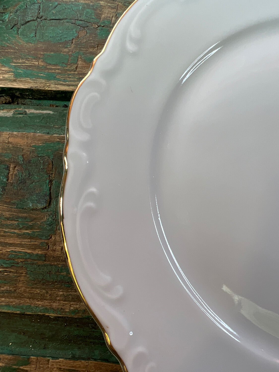 6 plates golden white dessert monogram