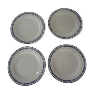 4 assiettes plates faïence  ancienne  571112 salins terre de fer vauban