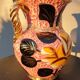 Vase Vallauris 1950 rose noir et jaune