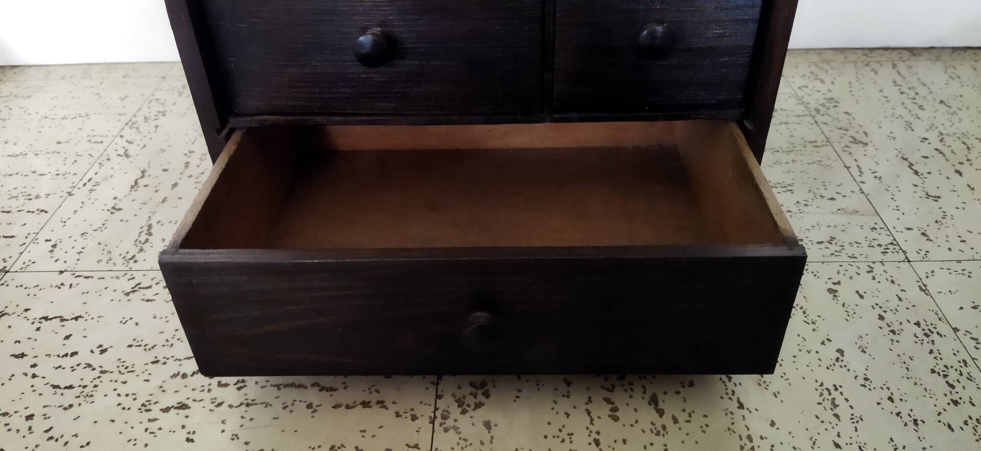 Authentic workshop furniture / Vintage watchmaker's layette in black wood