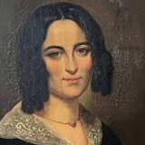 Ancien tableau portrait peinture à l’huile vers 1840