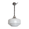 Art deco, metal and opaline hanging lamp