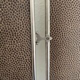 Vintage 1930s triptych barber mirror in brown shagreen - 30 x 77 cm