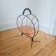 Vintage black metal magazine rack with red scoubidou - 1960s