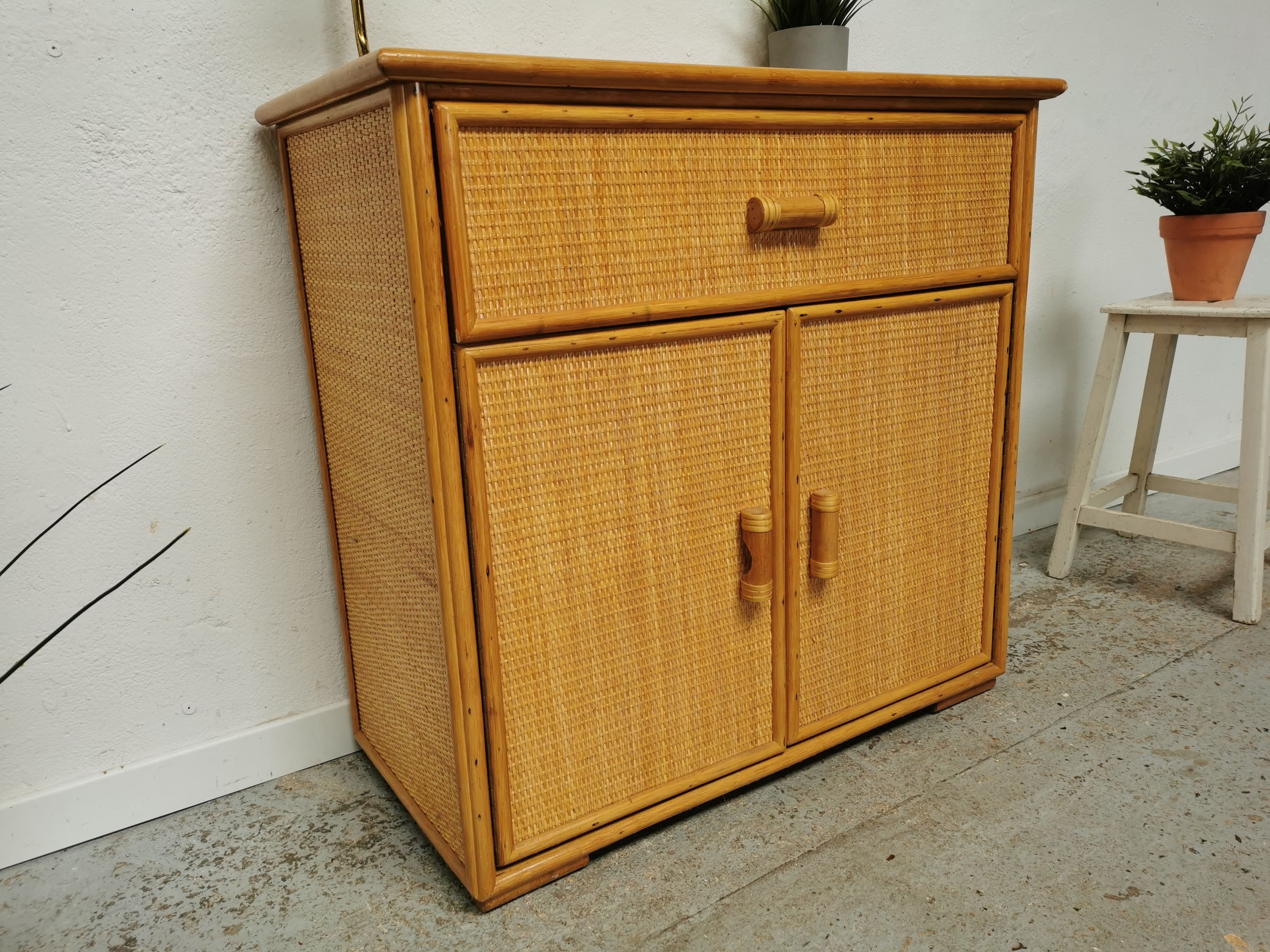 Roche Bobois vintage rattan sideboard