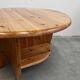 1970s solid pine brutalist round coffee table