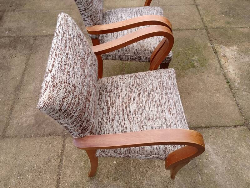 Art Deco bridge chairs in fabric from the 1950s and vintage.