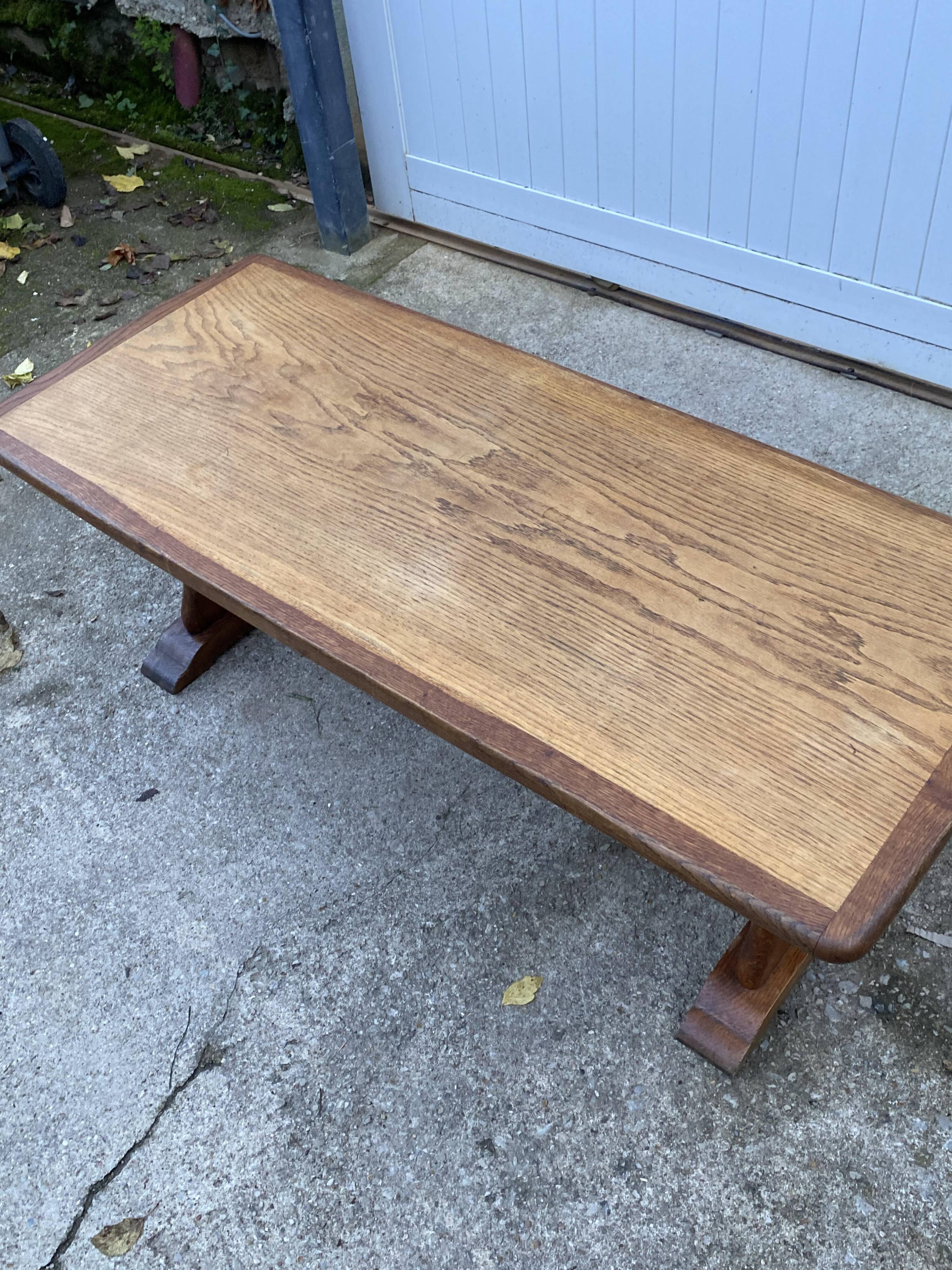 Rustic oak farmhouse coffee table, monastery style, 1950s