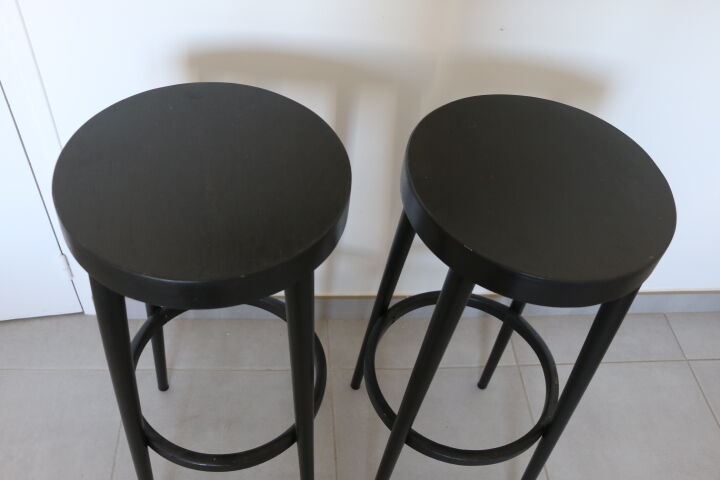2 black baumann stools 785mm