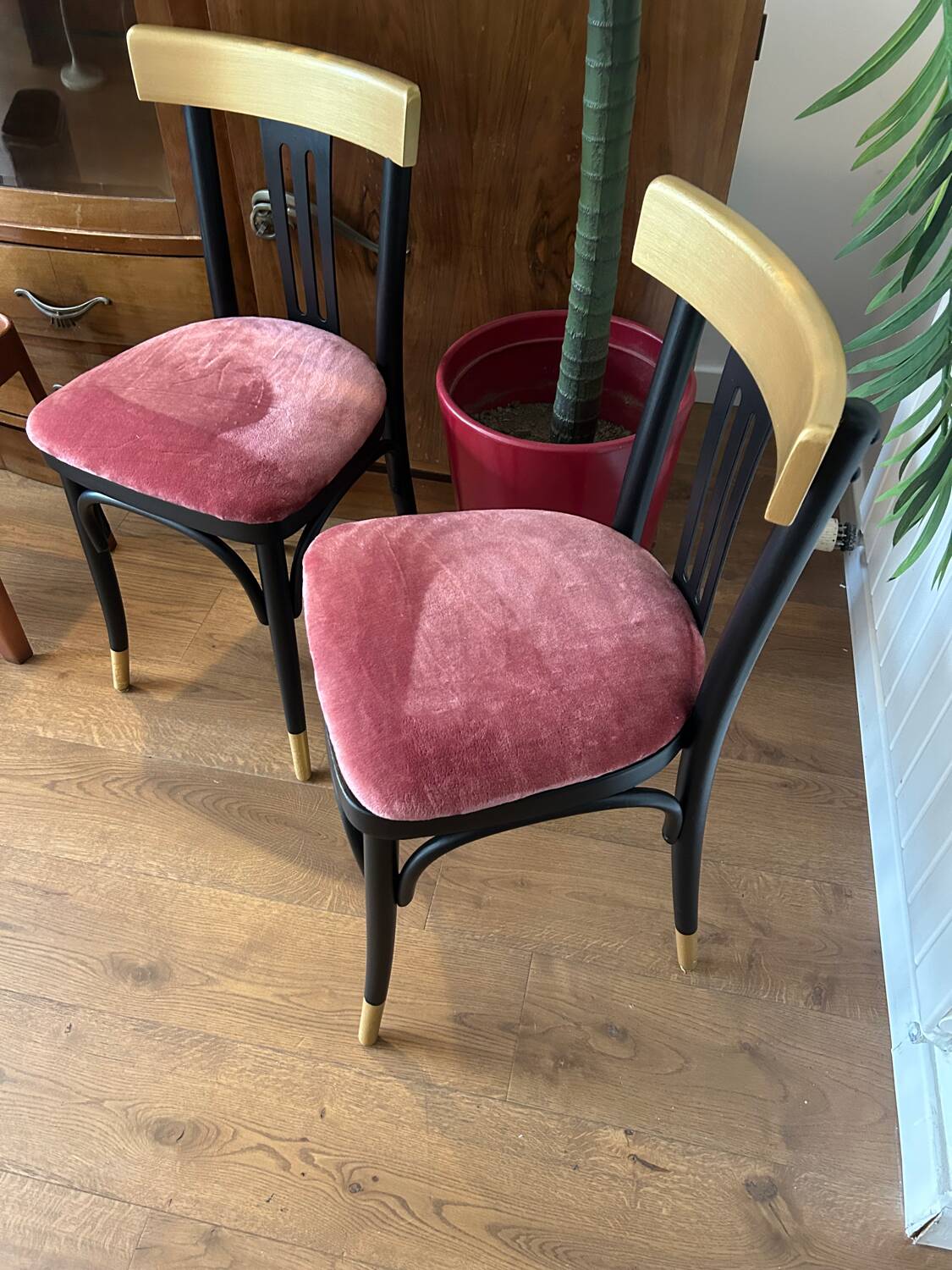 Redesigned powder pink bistro chair