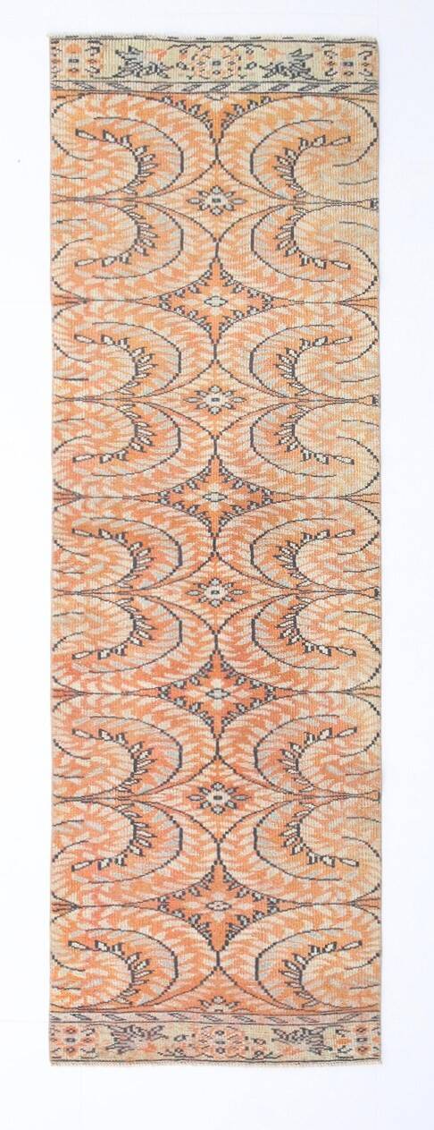 Brunt Orange Scandi Style Vintage Persian Runner Rug, 90x284 Cm