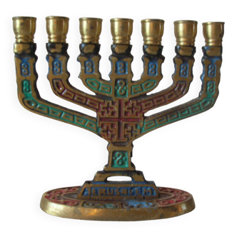 Chandelier juif 7 branches ménorah en laiton 10 cm