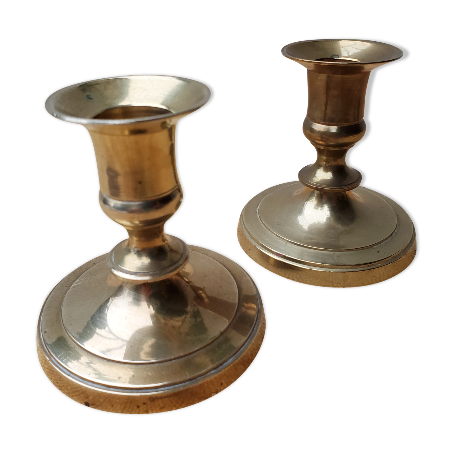 Duo of brass candlesticks