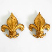 A pair of large 1970s gilt metal Fleur-de-Lis wall lamps by Hans Kögl