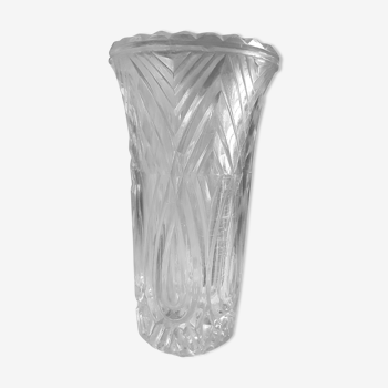 Vase vintage en verre taillé