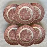 Series of 6 flat plates English earthenware