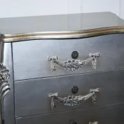 Baroque Grey Silver 3-Drawer Bedside Tables, Set of 2