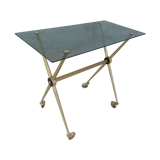 Vintage serving tray in brass and smoked glass 1960