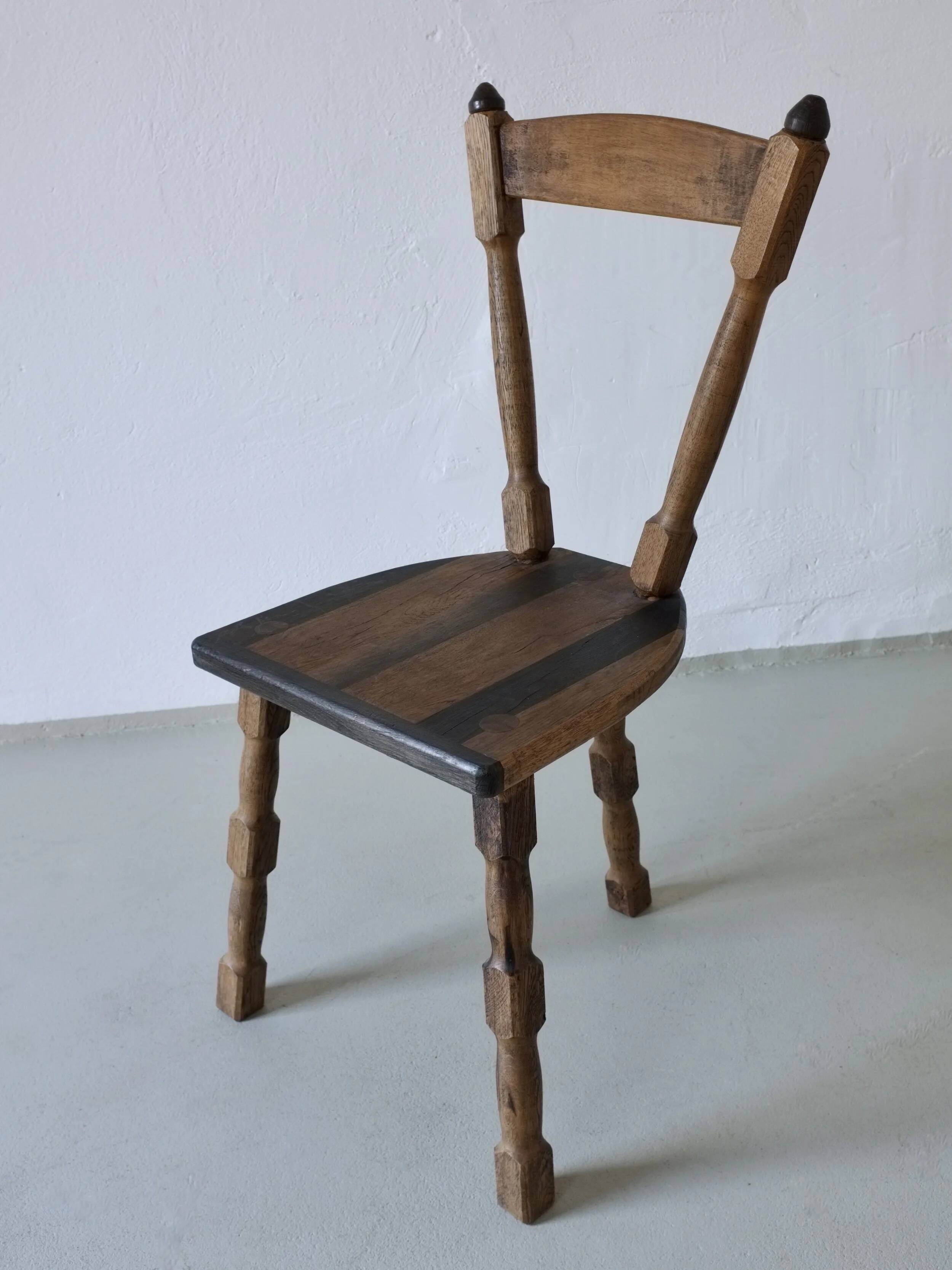 4 brutalist sculptural tripod dining chairs | 1970s