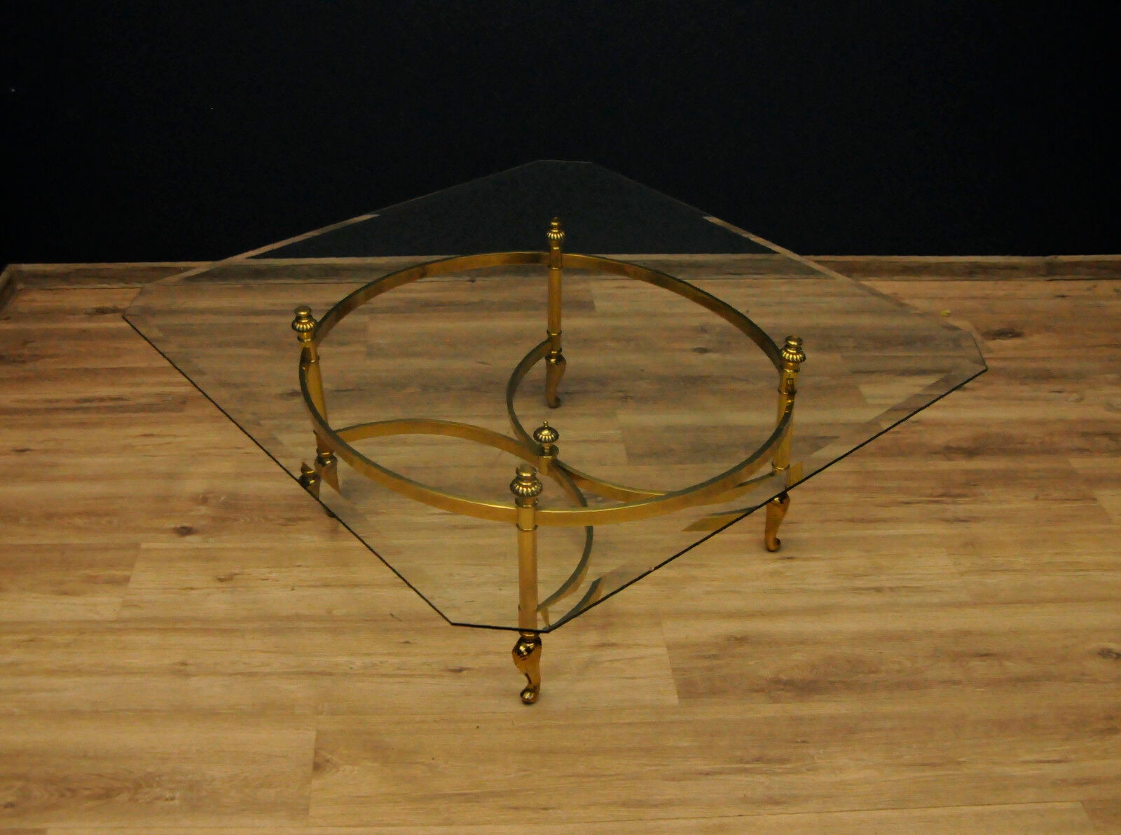 Glass coffee table and gilding Hollywood Regency
