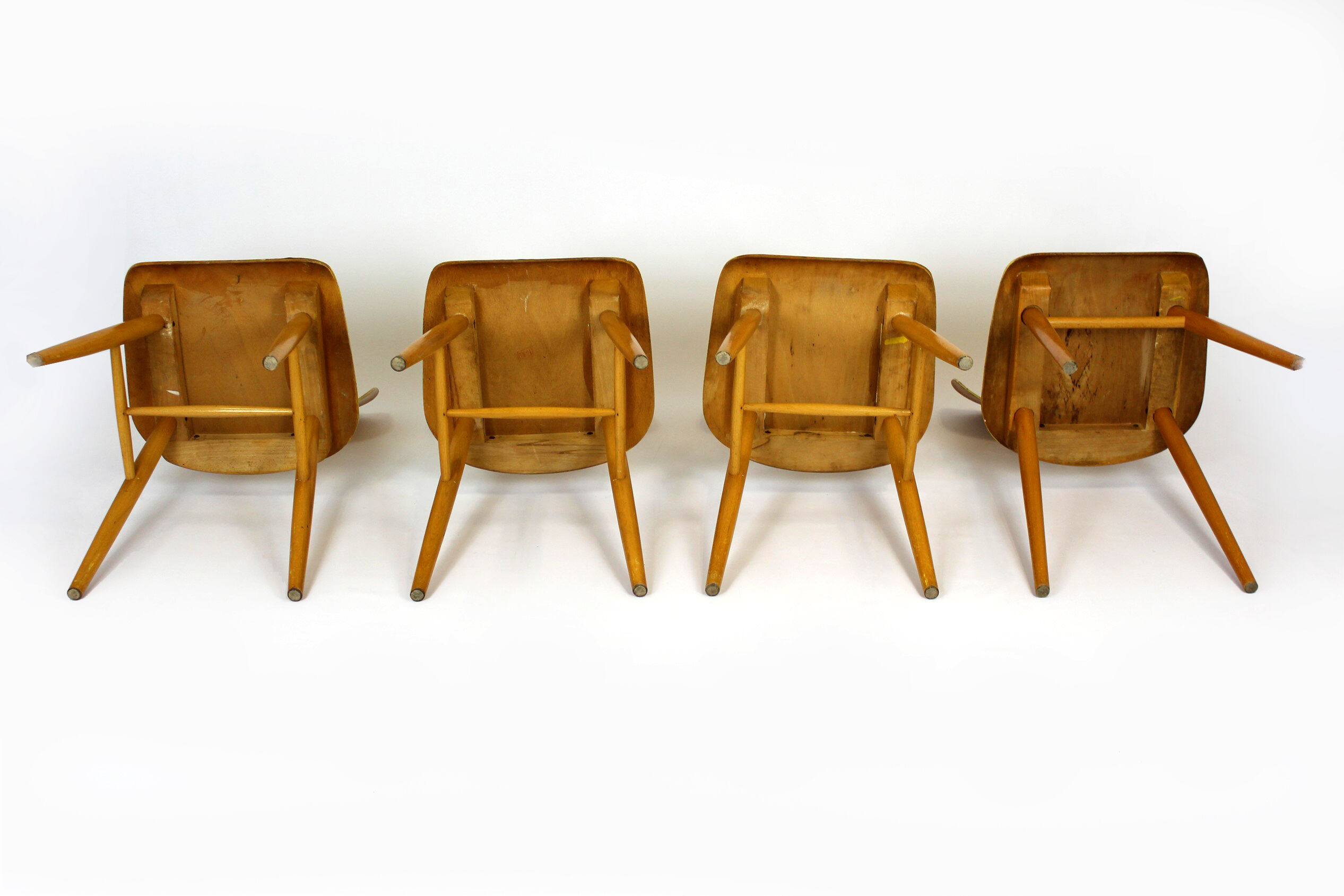 Set of 4 vintage wooden dining chairs from Ton 1960s