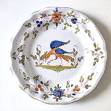 Moustiers earthenware decorative plate with bird