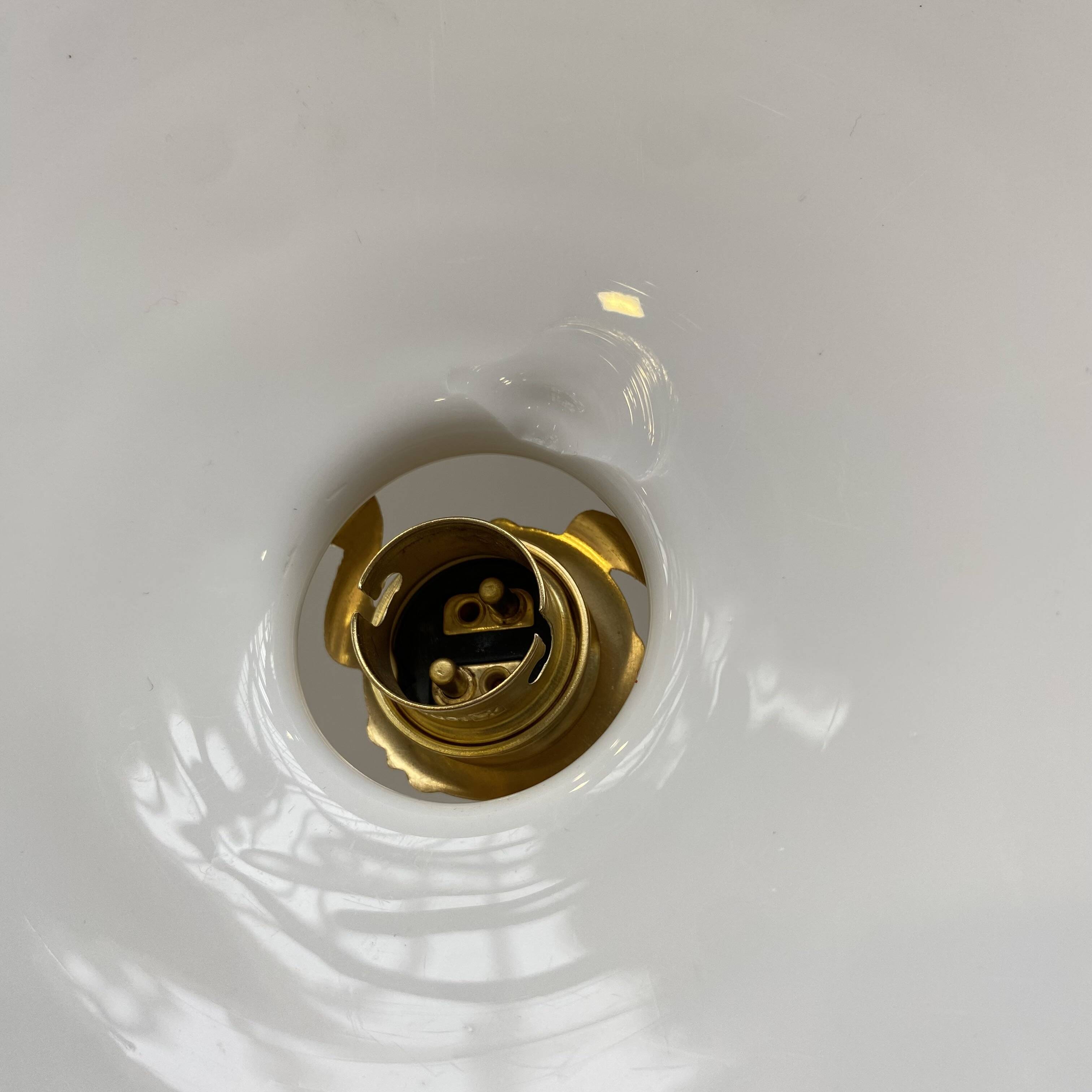 Pair of white opaline pendant lights