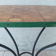 Table bistrot en fer forgé et noyer