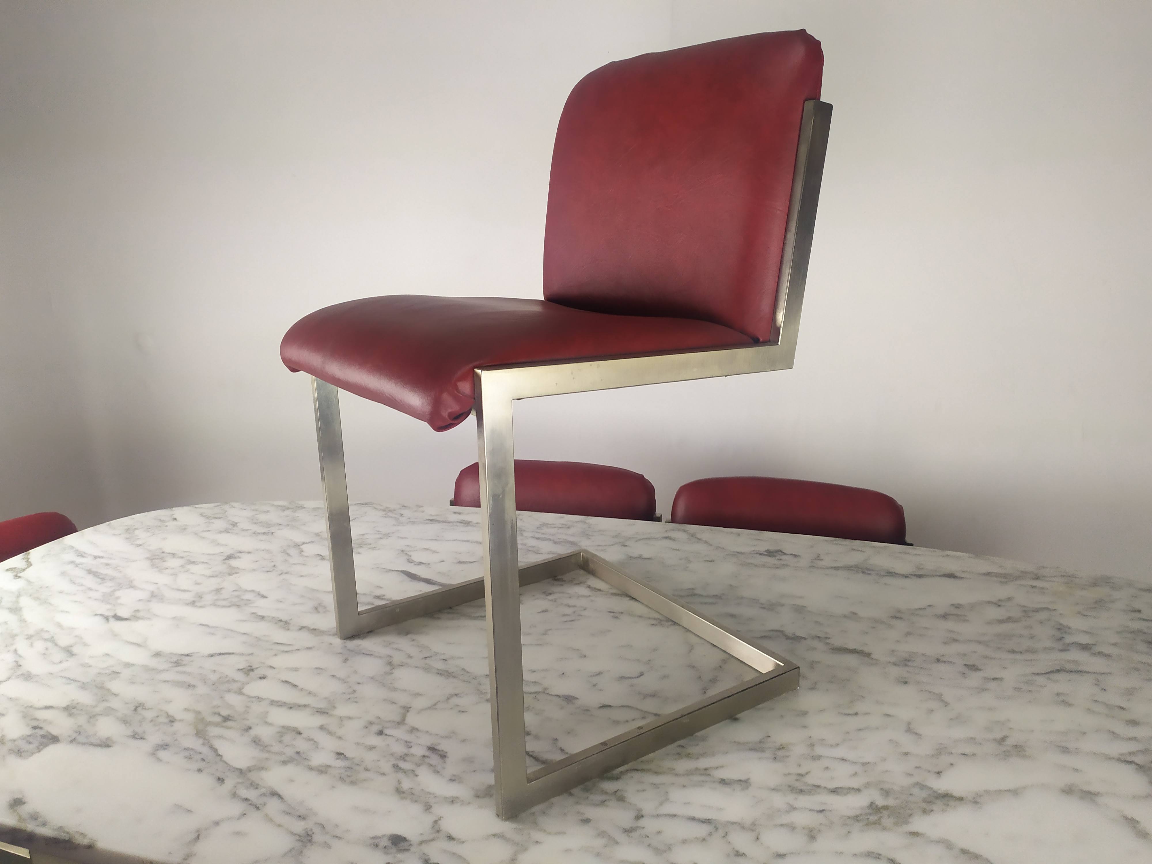 Table design marbre 6 chaises 1970