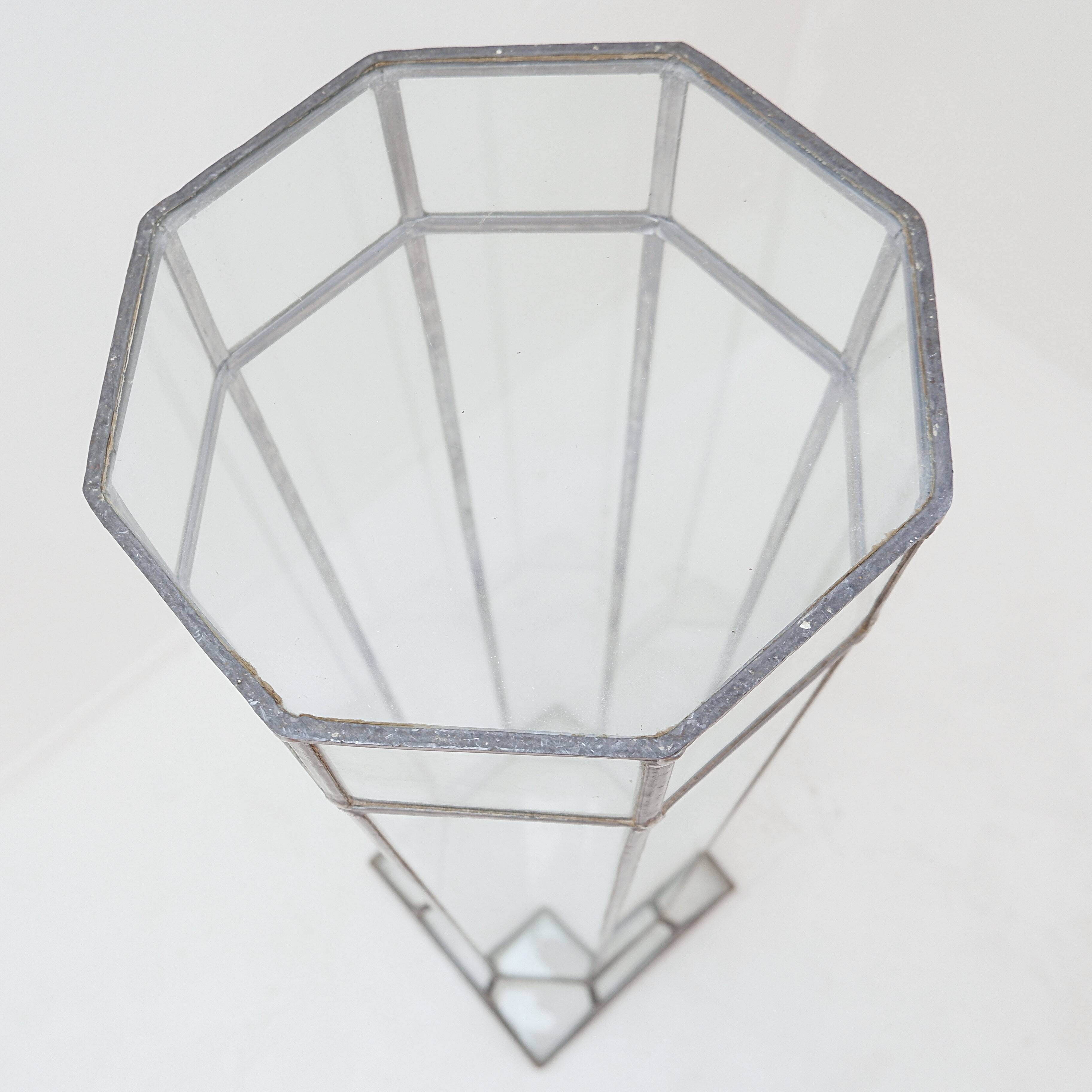 Art Deco glass and zinc pedestal column