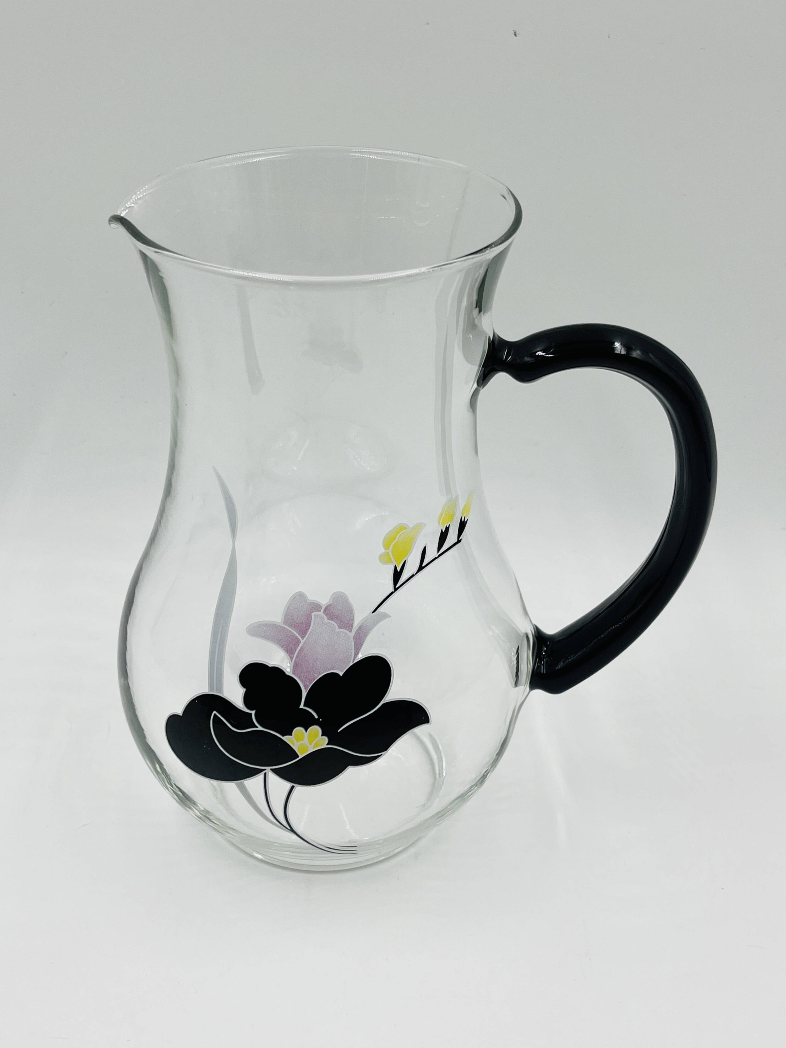 Service carafe glasses vintage floral decor